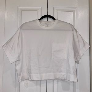 Cropped Short Sleeve White Athleta T-Shirt